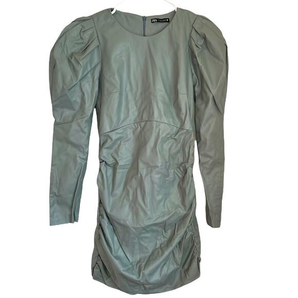 ZARA Faux Leather Mini Dress.Size S - Picture 7 of 15